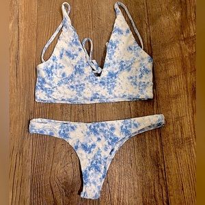 Midori bikinis blue tie dyed bikini set. Carlton top medium. Kai bottom xs
